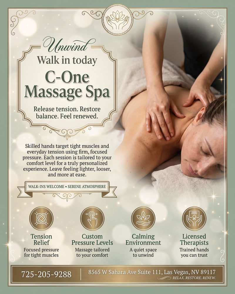 C-One Massage Spa — Unwind, walk in today
